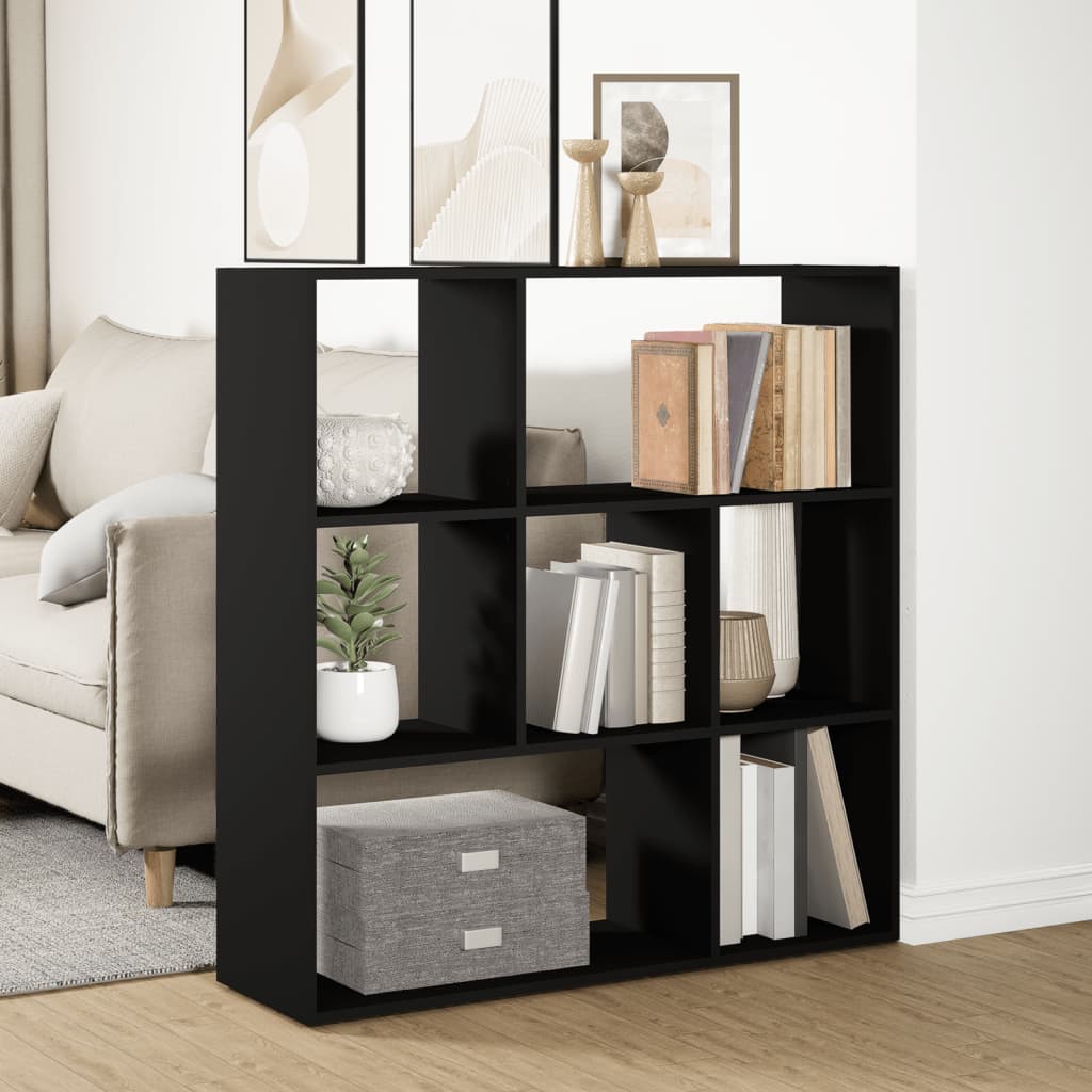 Rumdeler Bogreol Sort 102x29x103,5 cm Træ Materiale