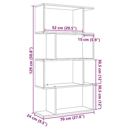 Raumteiler-Bücherregal 4 Böden Artisan-Eiche 70x24x129 cm