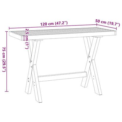 Schreibtisch NOAIN X-Form-Beine 120x50x75 cm Massivholz Kiefer