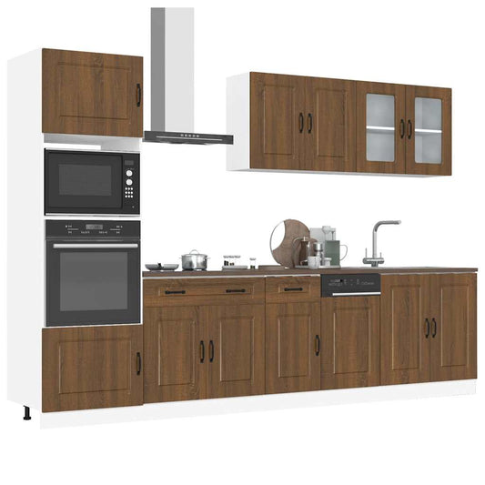 7-delt sæt Køkkenskabssæt Brown Oak Look Træmateriale