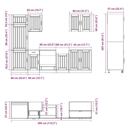 7-tlg. Küchenschrank-Set Lucca Braun Eichen-Optik Holzwerkstoff