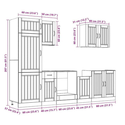 7-tlg. Küchenschrank-Set Lucca Braun Eichen-Optik Holzwerkstoff