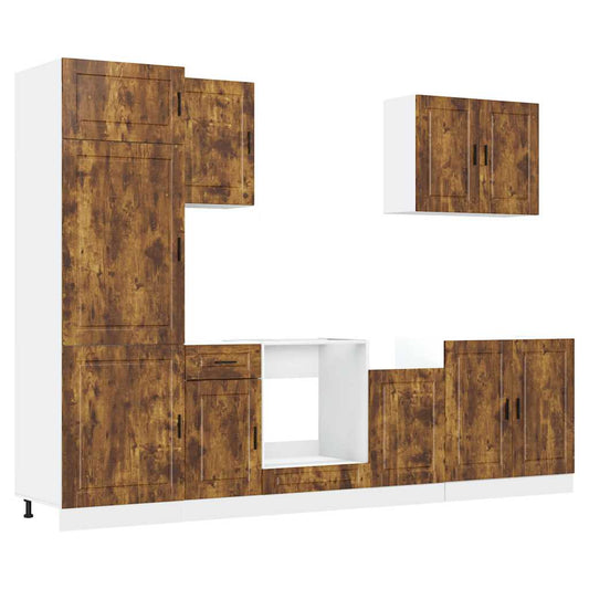 7-tlg. Küchenschrank-Set Porto Räuchereiche Holzwerkstoff