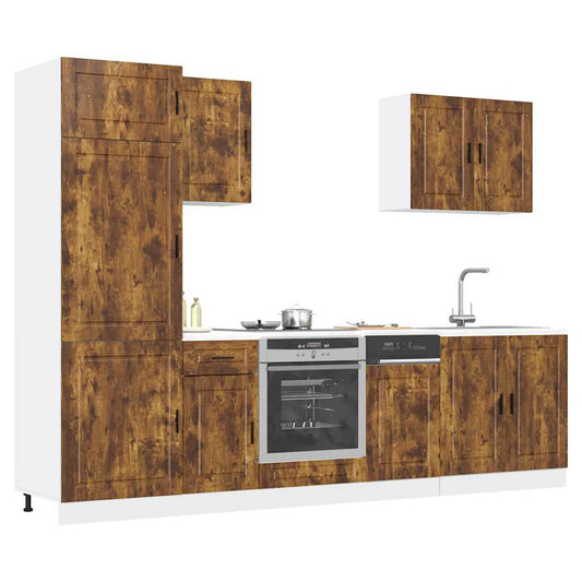 7-tlg. Küchenschrank-Set Porto Räuchereiche Holzwerkstoff