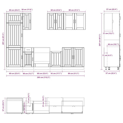 8-tlg. Küchenschrank-Set Lucca Sonoma-Eiche Holzwerkstoff