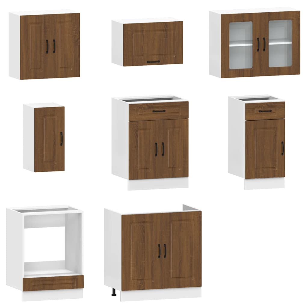 8-tlg. Küchenschrank-Set Kalmar Braun Eichen-Optik Holzwerkstoff