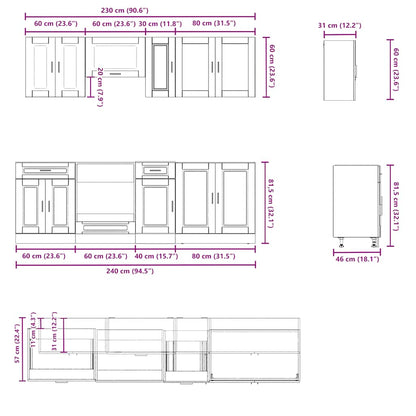 8-tlg. Küchenschrank-Set Porto Weiß Holzwerkstoff