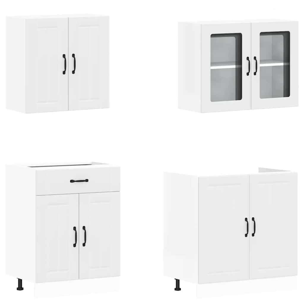 4-tlg. Küchenschrank-Set Lucca Weiß Holzwerkstoff