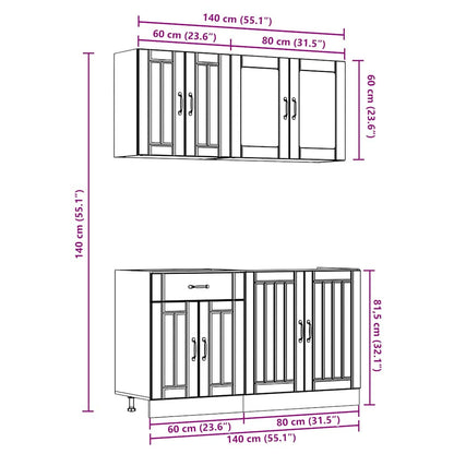 4-tlg. Küchenschrank-Set Lucca Weiß Holzwerkstoff