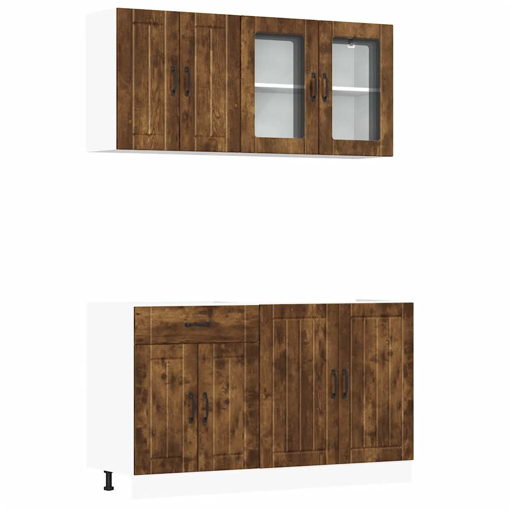 4-tlg. Küchenschrank-Set Lucca Räuchereiche Holzwerkstoff