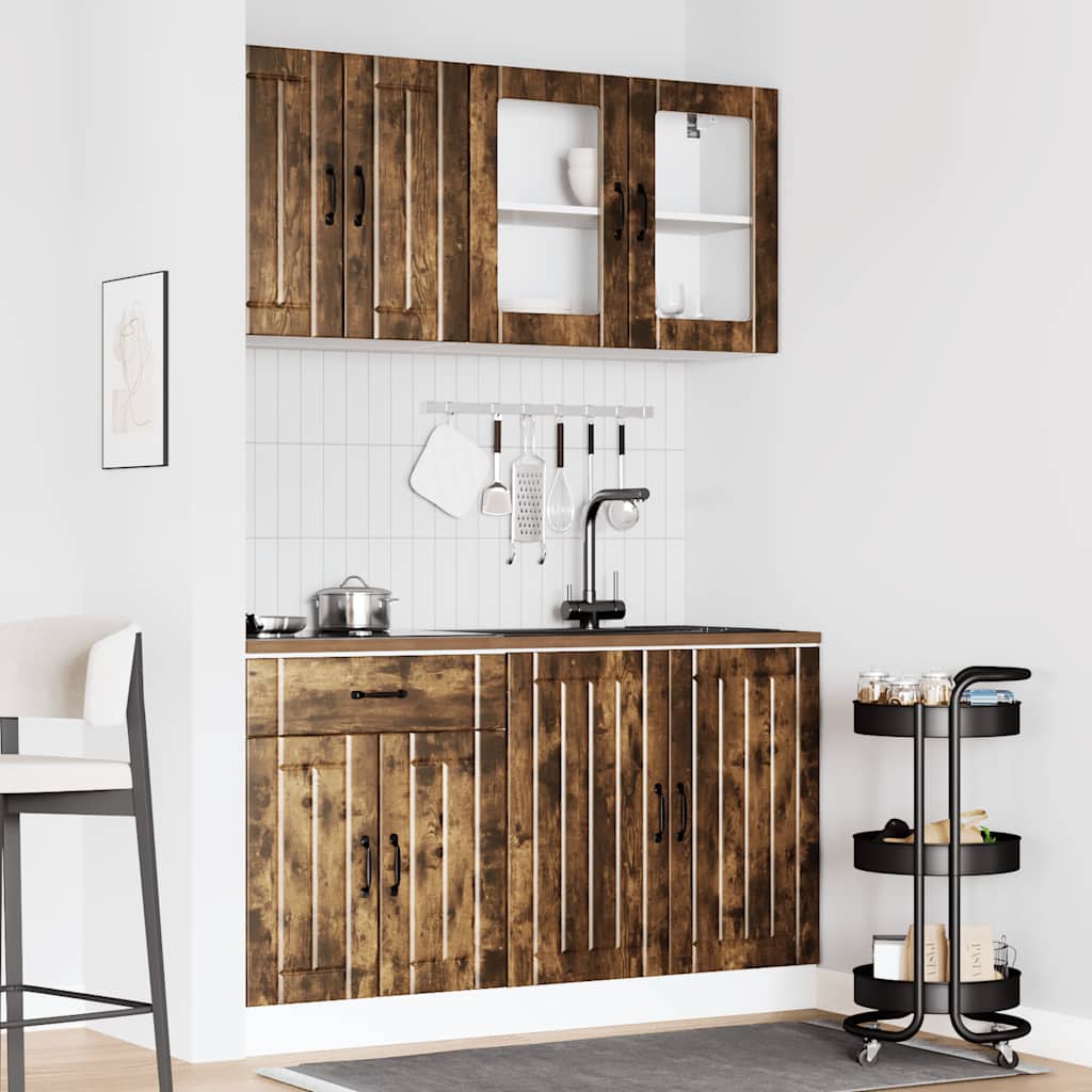 4-tlg. Küchenschrank-Set Lucca Räuchereiche Holzwerkstoff