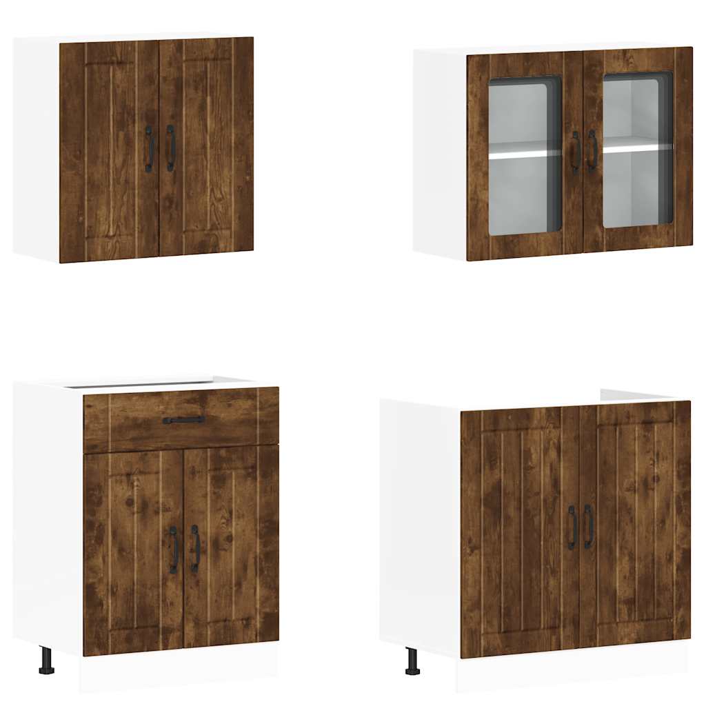 4-tlg. Küchenschrank-Set Lucca Räuchereiche Holzwerkstoff