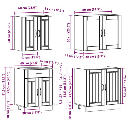 4-tlg. Küchenschrank-Set Lucca Räuchereiche Holzwerkstoff