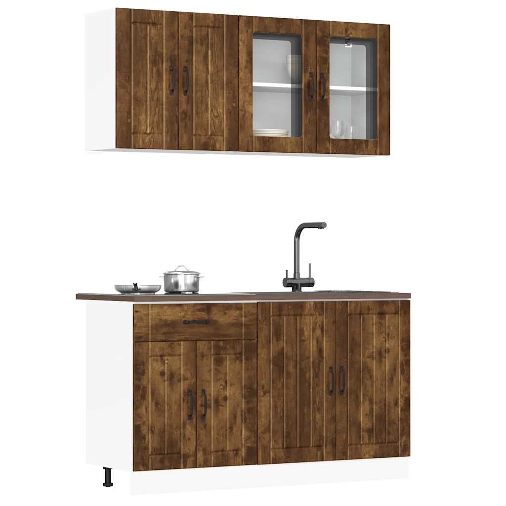 4-tlg. Küchenschrank-Set Lucca Räuchereiche Holzwerkstoff