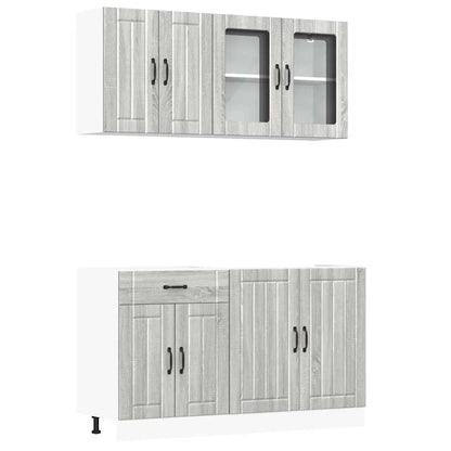 4-tlg. Küchenschrank-Set Lucca Grau Sonoma Holzwerkstoff