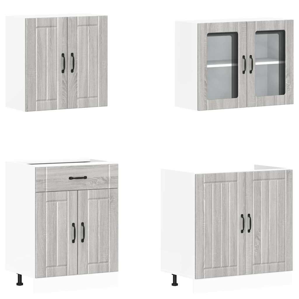 4-tlg. Küchenschrank-Set Lucca Grau Sonoma Holzwerkstoff