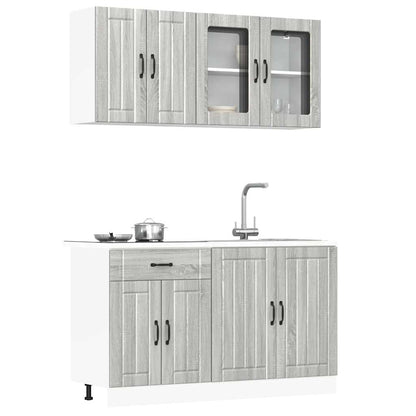 4-tlg. Küchenschrank-Set Lucca Grau Sonoma Holzwerkstoff