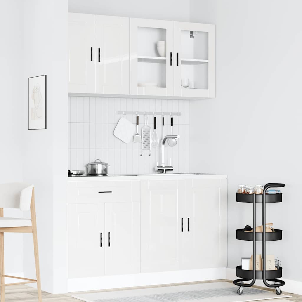 4-tlg. Küchenschrank-Set Porto Hochglanz-Weiß Holzwerkstoff