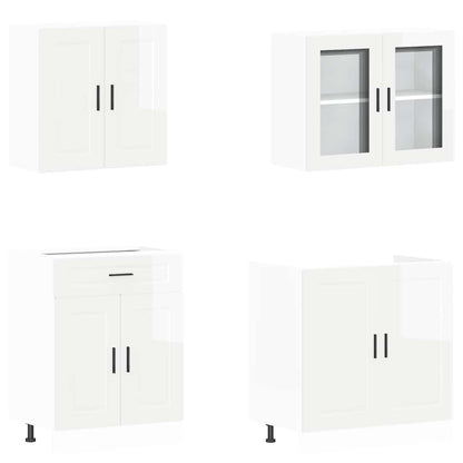 4-tlg. Küchenschrank-Set Porto Hochglanz-Weiß Holzwerkstoff