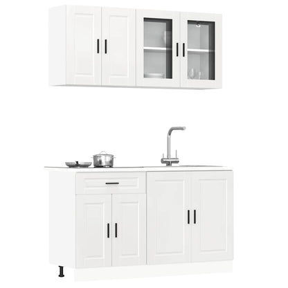 4-tlg. Küchenschrank-Set Porto Hochglanz-Weiß Holzwerkstoff