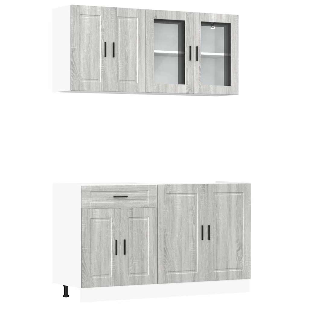 4-tlg. Küchenschrank-Set Porto Grau Sonoma Holzwerkstoff