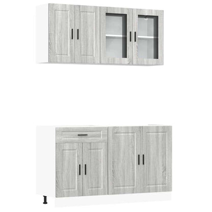 4-tlg. Küchenschrank-Set Porto Grau Sonoma Holzwerkstoff