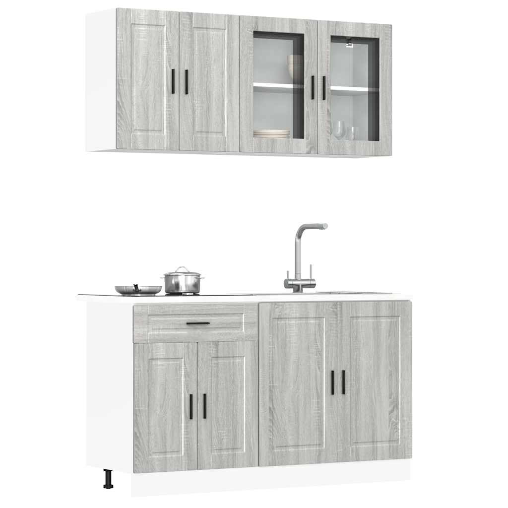 4-tlg. Küchenschrank-Set Porto Grau Sonoma Holzwerkstoff