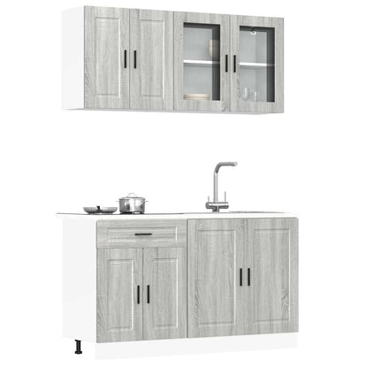 4-tlg. Küchenschrank-Set Porto Grau Sonoma Holzwerkstoff
