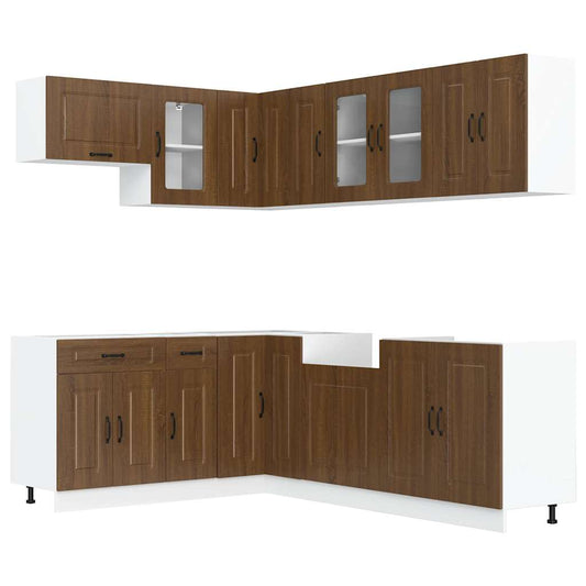 11-tlg. Küchenschrank-Set Kalmar Braun Eichen-Optik Holzwerkstoff