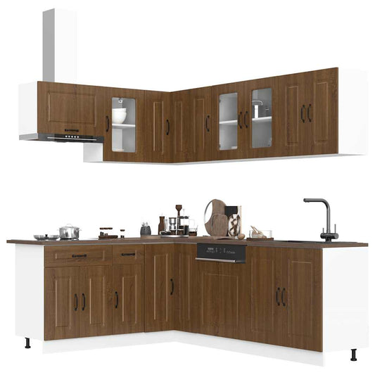 11-tlg. Küchenschrank-Set Kalmar Braun Eichen-Optik Holzwerkstoff