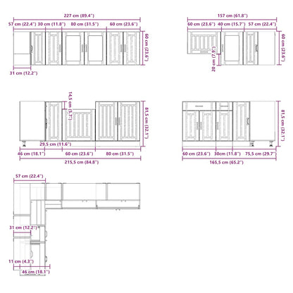 11-tlg. Küchenschrank-Set Lucca Hochglanz-Weiß Holzwerkstoff