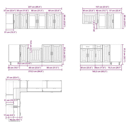 11-tlg. Küchenschrank-Set Lucca Räuchereiche Holzwerkstoff