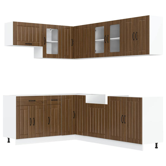 11 stk. Køkkenskabssæt Lucca Brown Oak Look Træmateriale