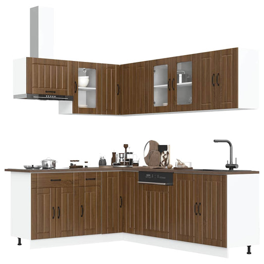 11 stk. Køkkenskabssæt Lucca Brown Oak Look Træmateriale