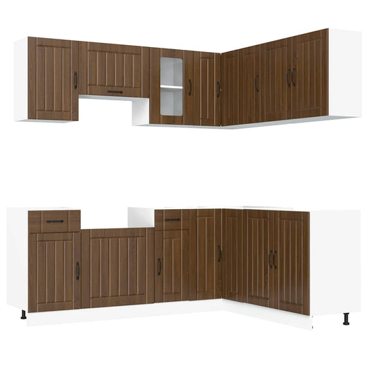 11-tlg. Küchenschrank-Set Kalmar Braun Eichen-Optik Holzwerkstoff