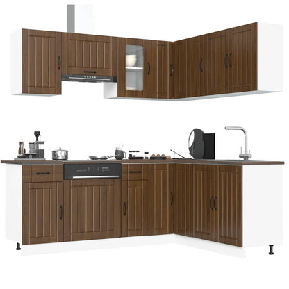 11-tlg. Küchenschrank-Set Kalmar Braun Eichen-Optik Holzwerkstoff