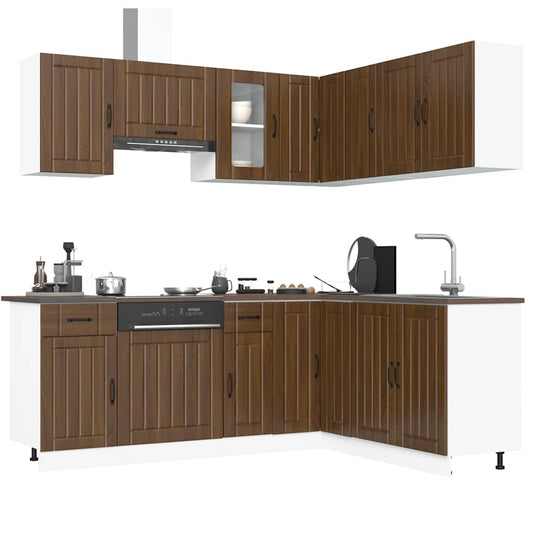 11-tlg. Küchenschrank-Set Kalmar Braun Eichen-Optik Holzwerkstoff