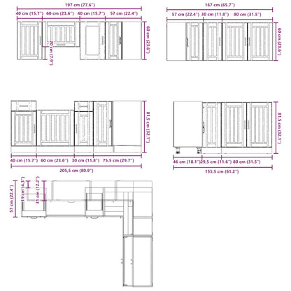 11-tlg. Küchenschrank-Set Kalmar Altholz-Optik Holzwerkstoff