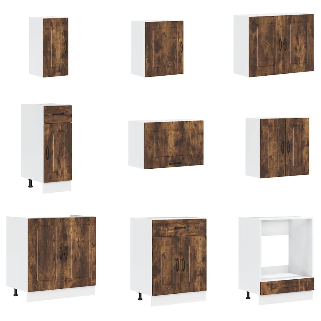 14-tlg. Küchenschrank-Set Kalmar Räuchereiche Holzwerkstoff