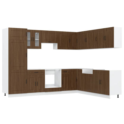 14-tlg. Küchenschrank-Set Kalmar Braun Eichen-Optik Holzwerkstoff