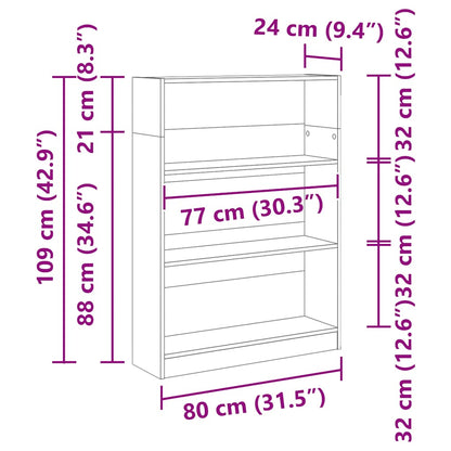 Bücherregal Betongrau 80x24x109 cm Holzwerkstoff