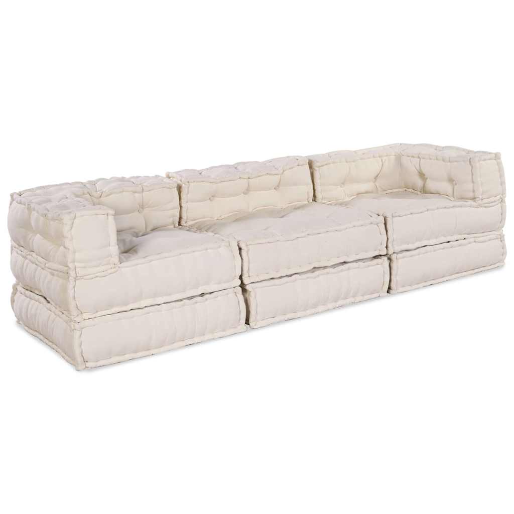Modulares Sofa 3 pcs Creme Stoff
