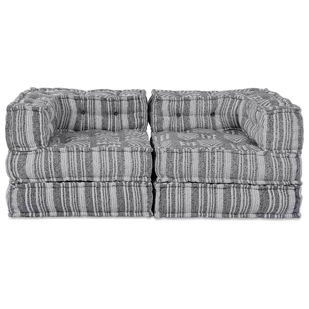 Kissen 2 pcs Grau Stoff