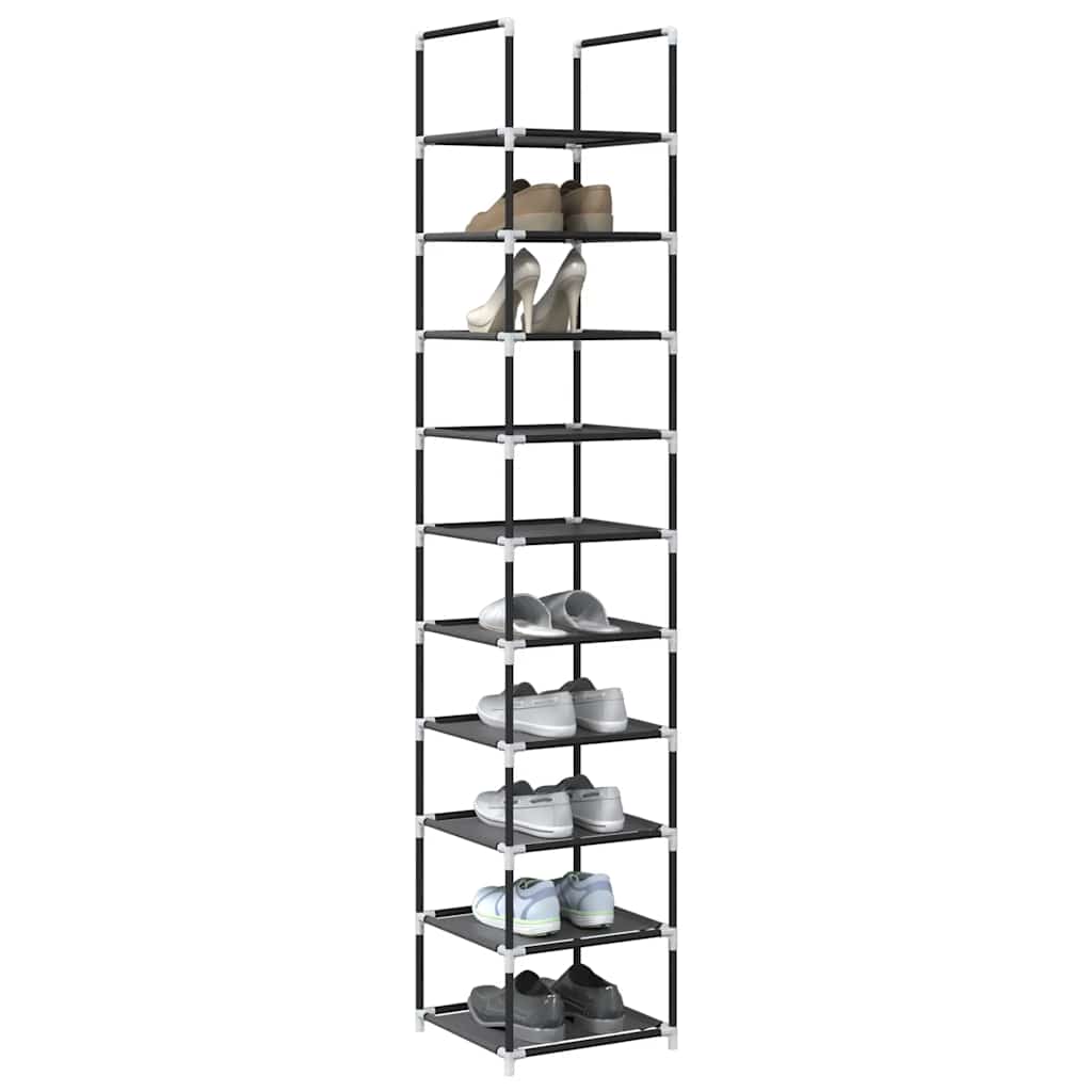 Schuhregal 10-stöckig Schwarz 33x33x174 cm Vliesstoff