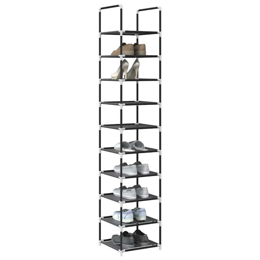 Schuhregal 10-stöckig Schwarz 33x33x174 cm Vliesstoff