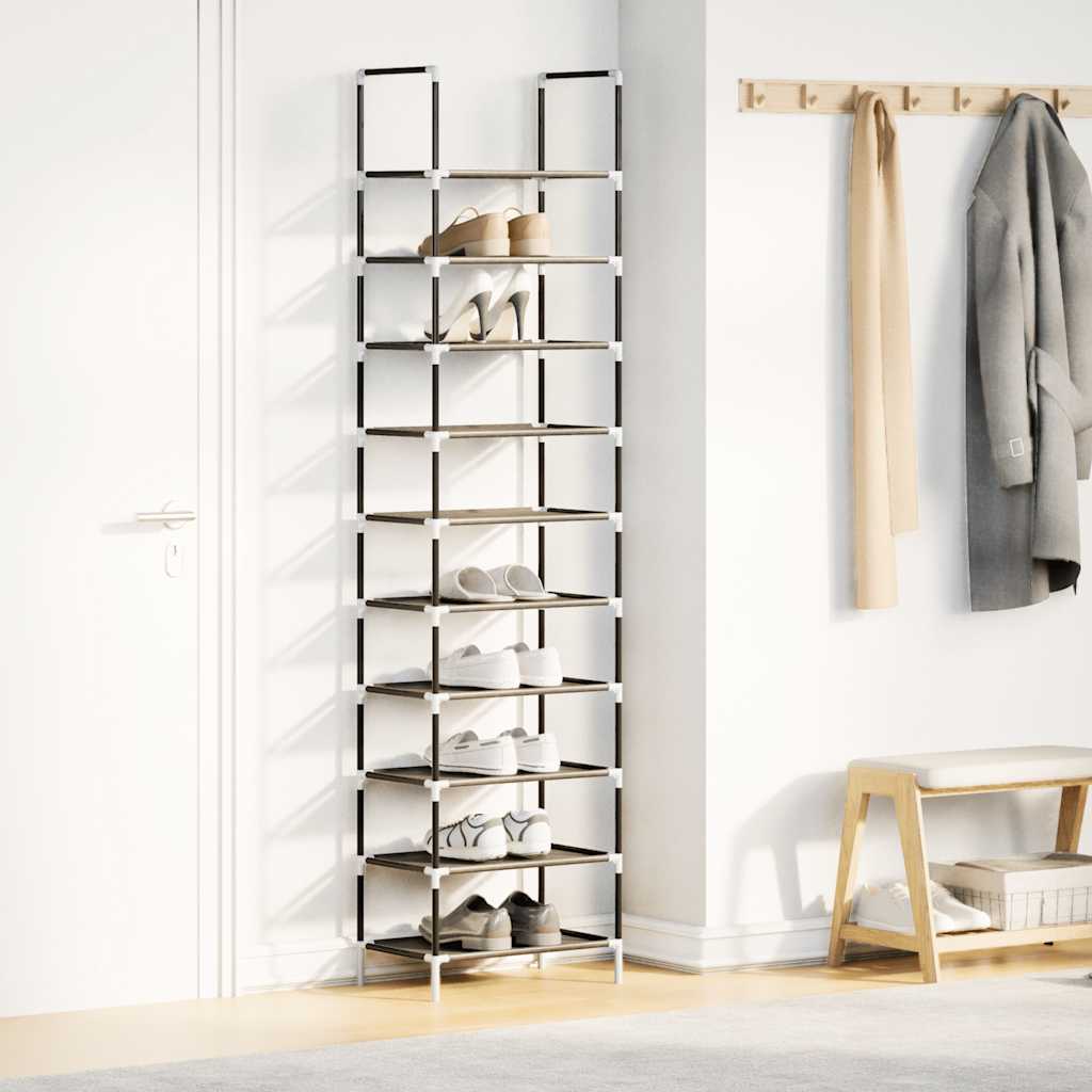 Schuhregal 10-stöckig Schwarz 44x28x180 cm Vliesstoff