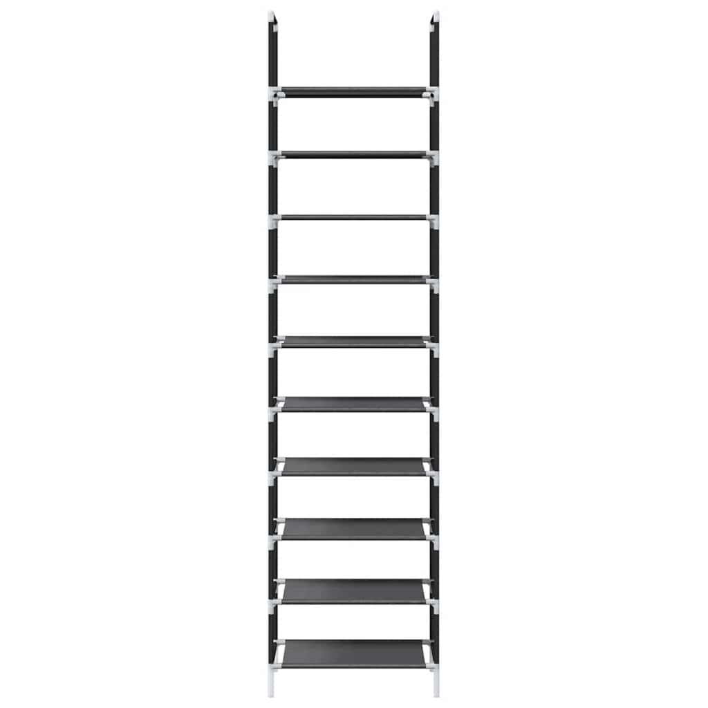 Schuhregal 10-stöckig Schwarz 44x28x180 cm Vliesstoff