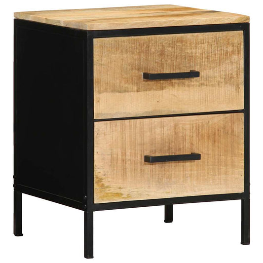 Nachttisch Braun und Schwarz 40 x 35 x 50 cm massives Mangoholz