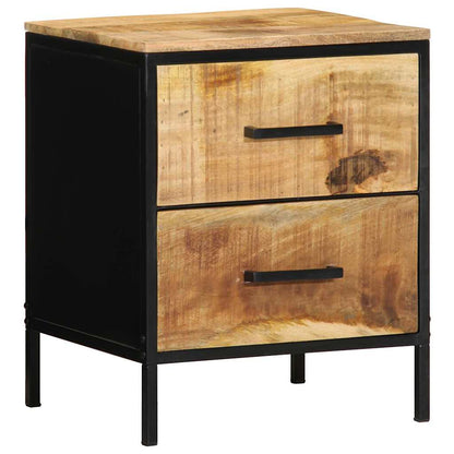 Nachttisch Braun und Schwarz 40 x 35 x 50 cm massives Mangoholz