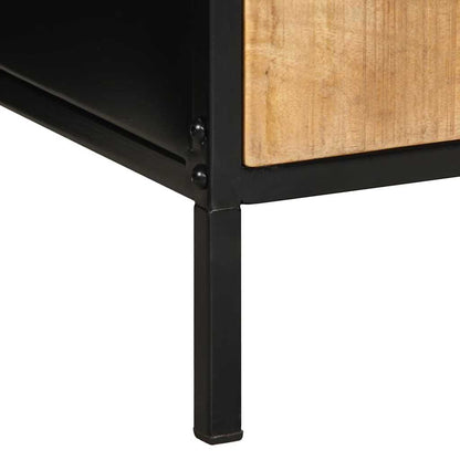 Nachttisch Braun und Schwarz 40 x 35 x 50 cm massives Mangoholz